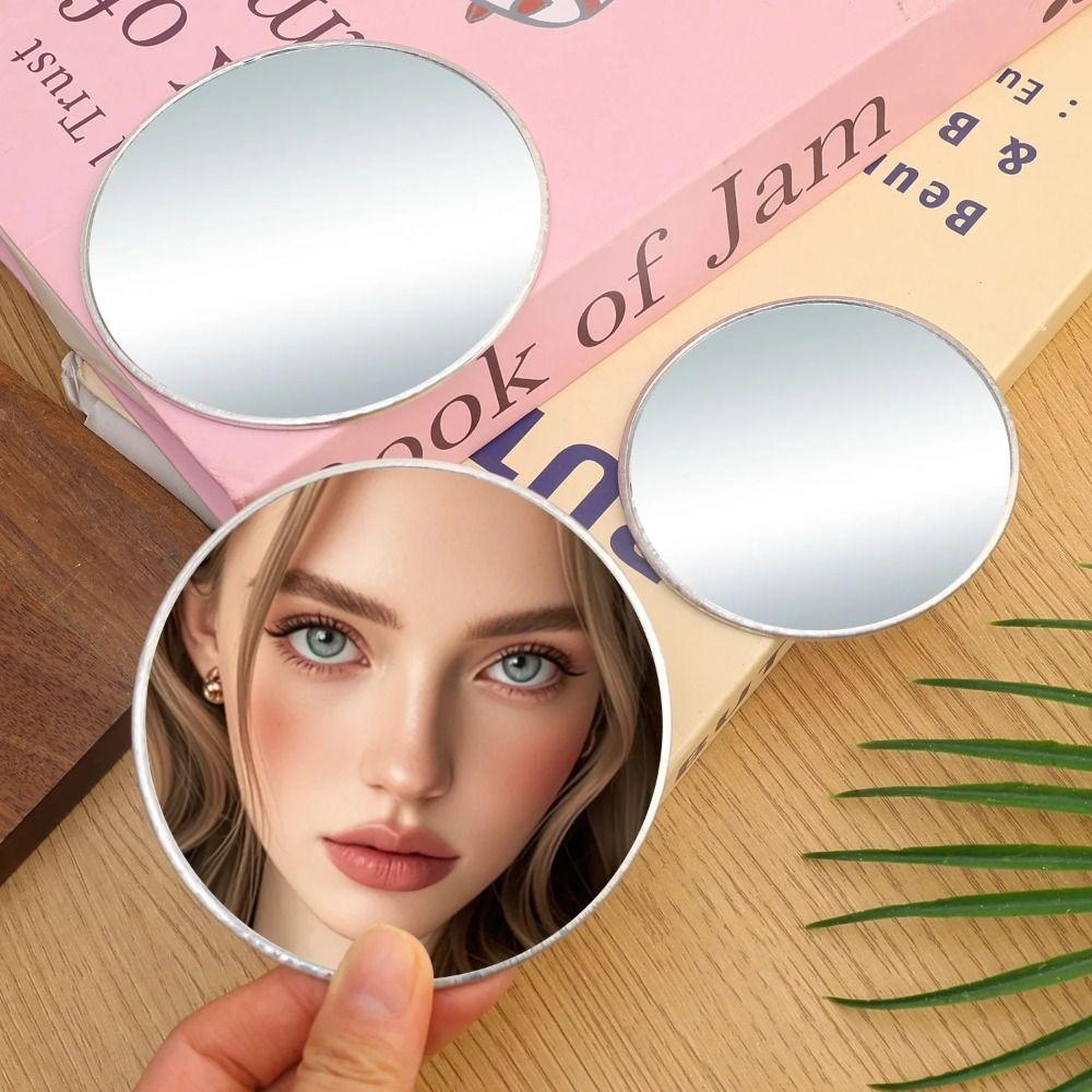 Metal Hand-held Selfie Mirror Mini Size Wide-Angle Reflection Convex Mirror Compact Silver Travel Mirror Travel Photography