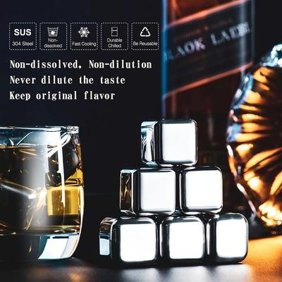 Stainless Steel Ice Cubes Reusable Food Grade 304 Quick Freeze Metal Cooling Cubes Anti Dilution Resistant for Home Party Bar To
