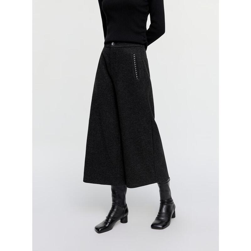 ELLE Women's Embroidered High-Waist Wool Blend Culottes