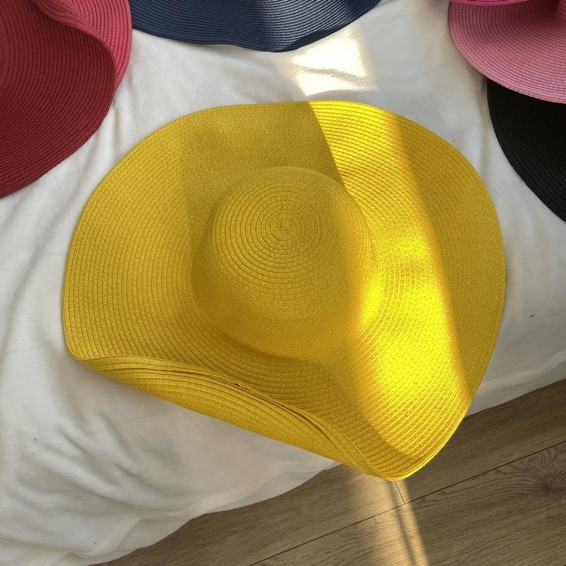 Oversized Brim Straw Hat Women's Summer Seaside Sunshade Sun Protection Hat Outdoor Travel Vacation Beach Hat Summer Hat Women's