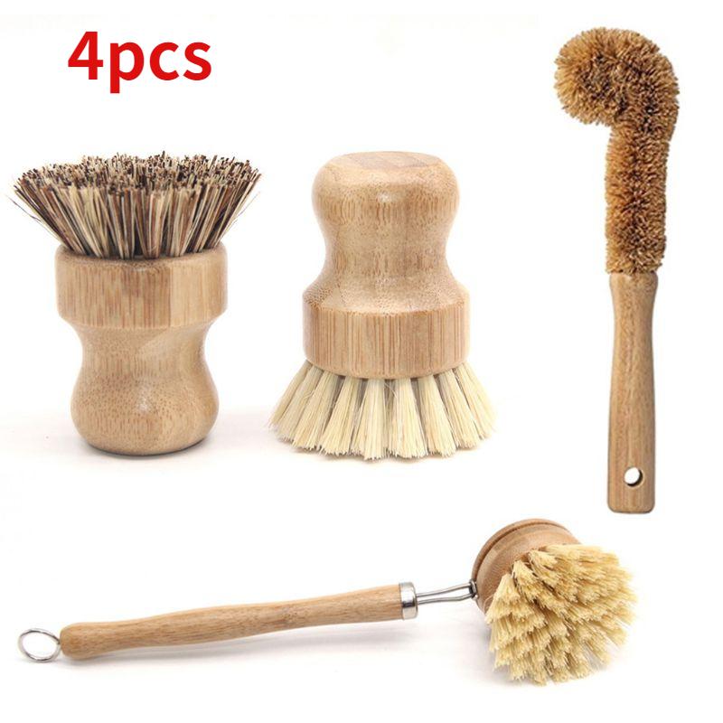 

Plant Based Cleaning Brush Set, bamboo kitchen scrub set, tablewa, Kichen, new, 4 PCs
