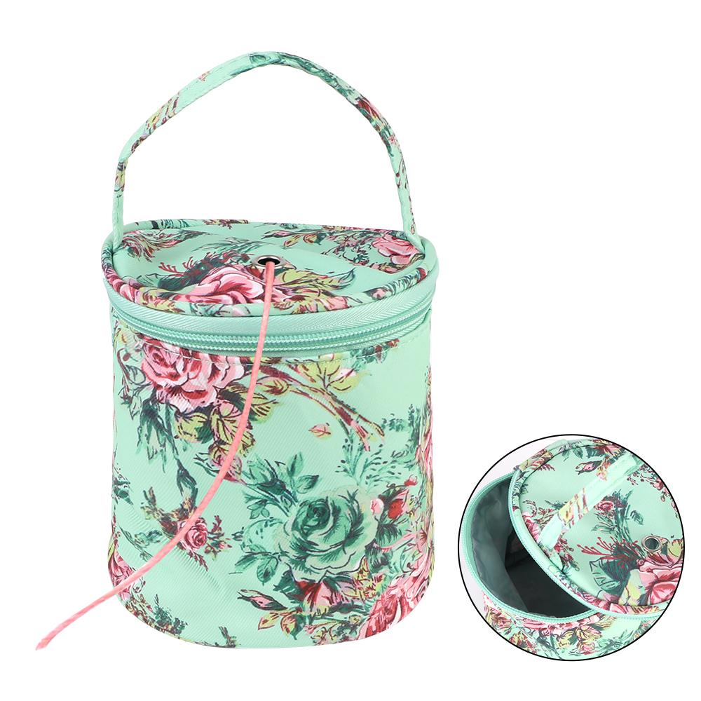 Round Weave Tools Accessories Sewing Bag Knitting Projects Organizer for Yarns Yarn Storage Bags with Zipper Sewing Needles Handbag