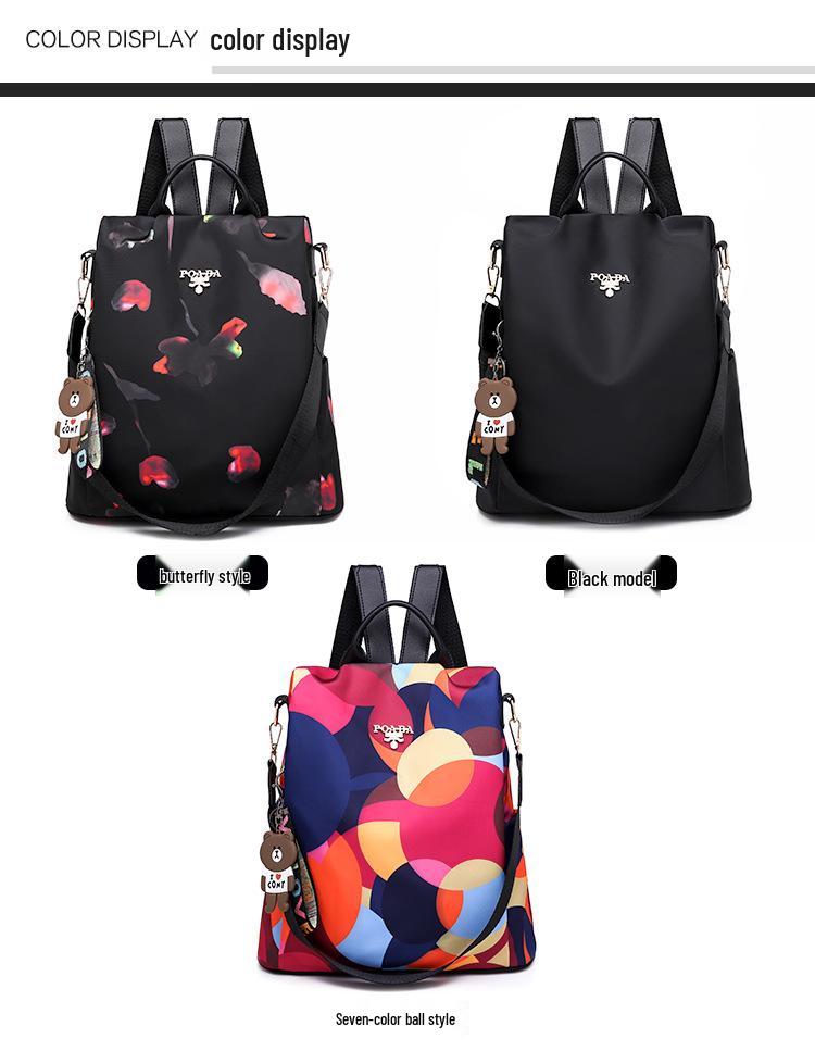 Women's Anti-Theft Printed Oxford Travel Backpack