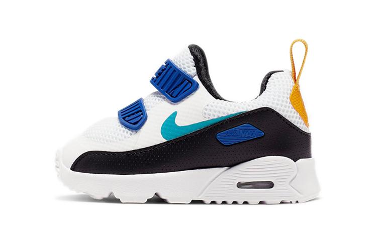 Nike Air Max 90 Comfortable Cushioning, Wear Resistant Low Top Toddler Shoes White Blue Infant And Toddler 881924-104
