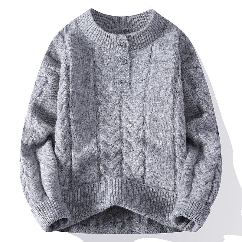 

Knitted Button Knitted Sweater Fashion Solid Color Street Trend Autumn Winter Daily Casual Warm Pullover S