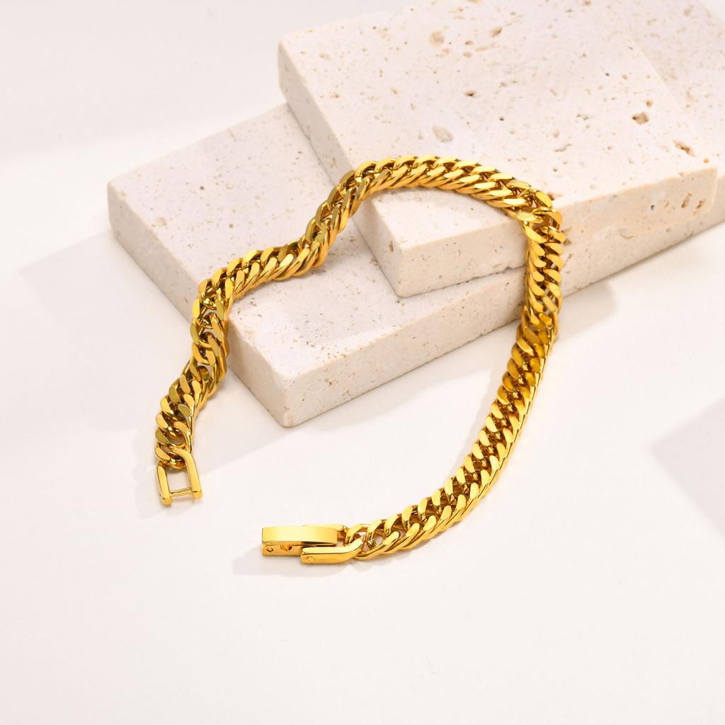 2026 New Cuban Link Chain Bracelet for Women,Gold Color Stainless Steel Chain Wristband Bracelets,Fashion Jewelry Gifts