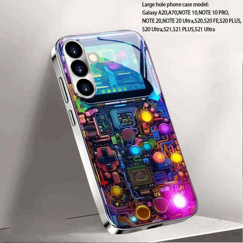 Gold-plated Tempered Glass Phone Case, Compatible Galaxy S26 S25 S24 S23 S22 Ultra Plus. Features a Circuit-based Gaming Design.