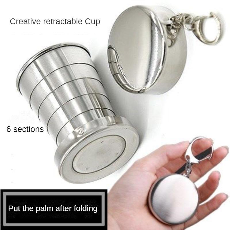 Teleskopický pohár z nerezové oceli Skládací pohárek Venkovní cestovní pohárek na mytí Přenosný malý pohárek Creative Que Bottle Mini Small Cup