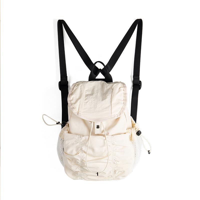 Zaino Casual Donna Grande Capacità Moda Studente Scuola Media Pieghe Cartella Borsa in Tessuto Zaino da Viaggio Coreano