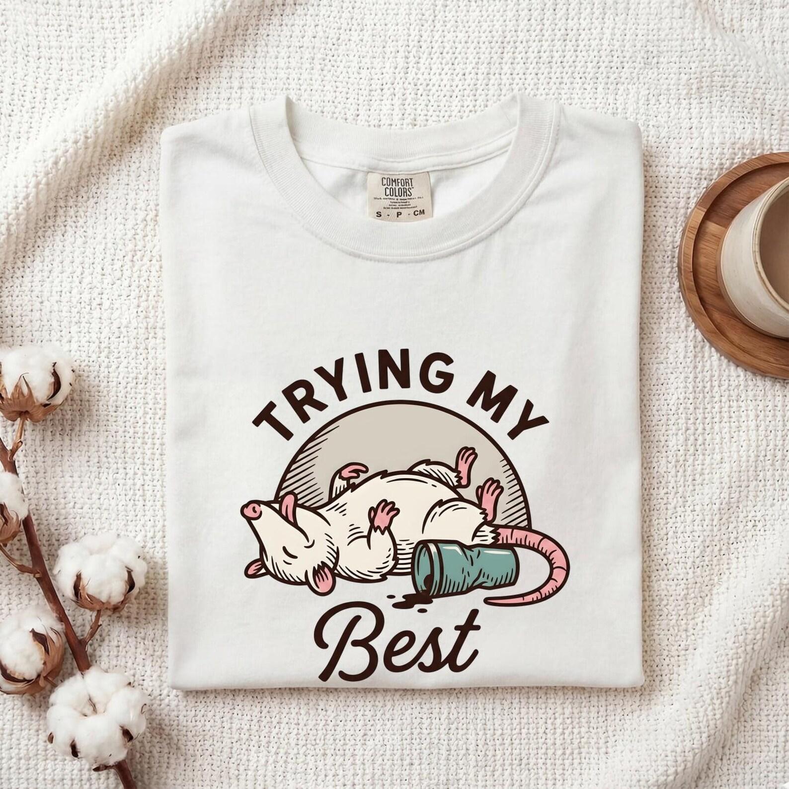 Opossum Coffee Mug Shirt Coffee Wildlife Gift Women Comic Tee Possum T-Shirt Coffee Fan Opossum Graphic Retro Spilled Beverage Tshirt 2XL