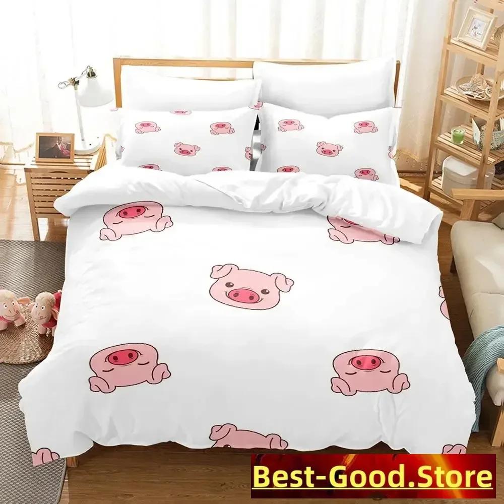 Pink Pig Bedding Set Single Twin Full Queen King Size Bed Set Aldult Kid Bedroom Duvetcover Sets Anime Parure De Lit Bed