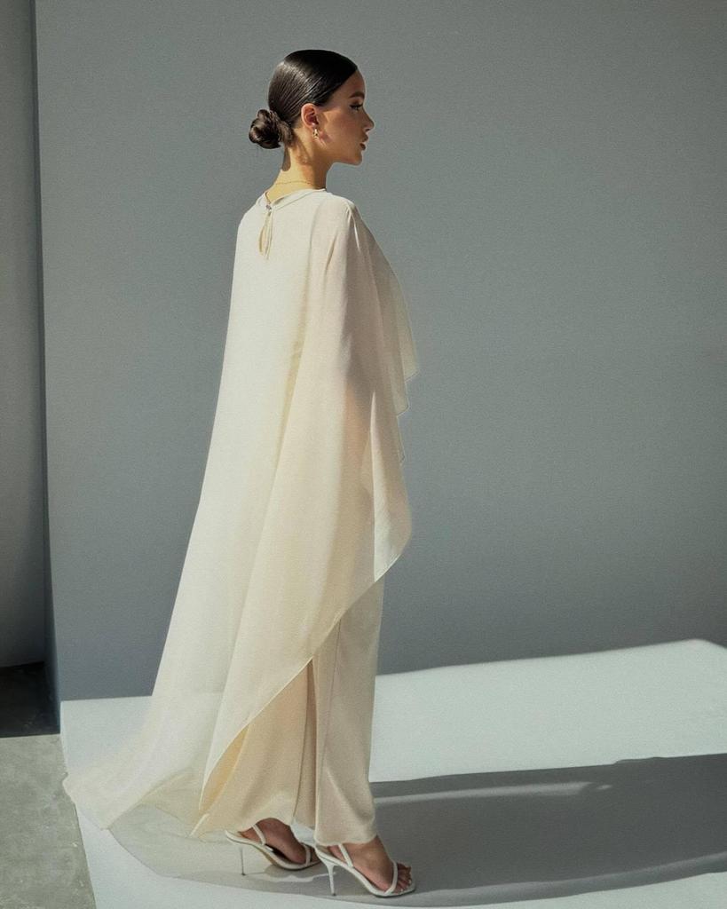 2025 Summer Women's Solid Color Evening Dress & Shawl Set