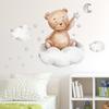 Cartoon Bear Wall Stickers for Kids Bedroom Decoration Moon Star Cloud Wallpaper Room Decor