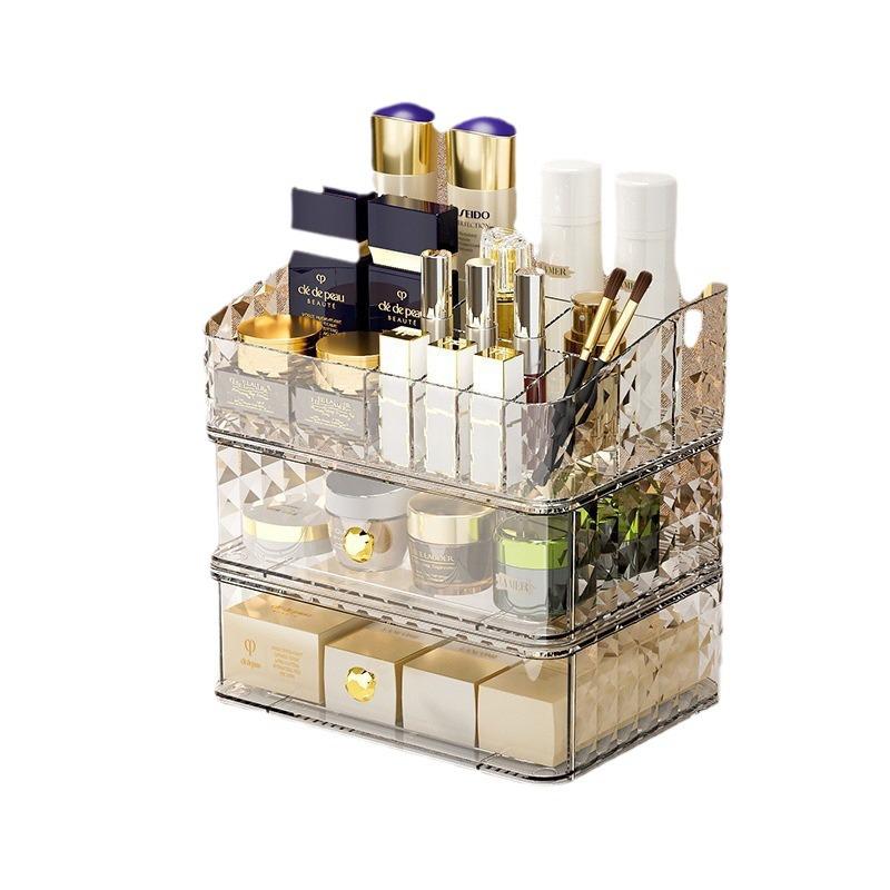 Pudełko do przechowywania z wzorem diamentowym na kosmetyki i organizer do makijażu