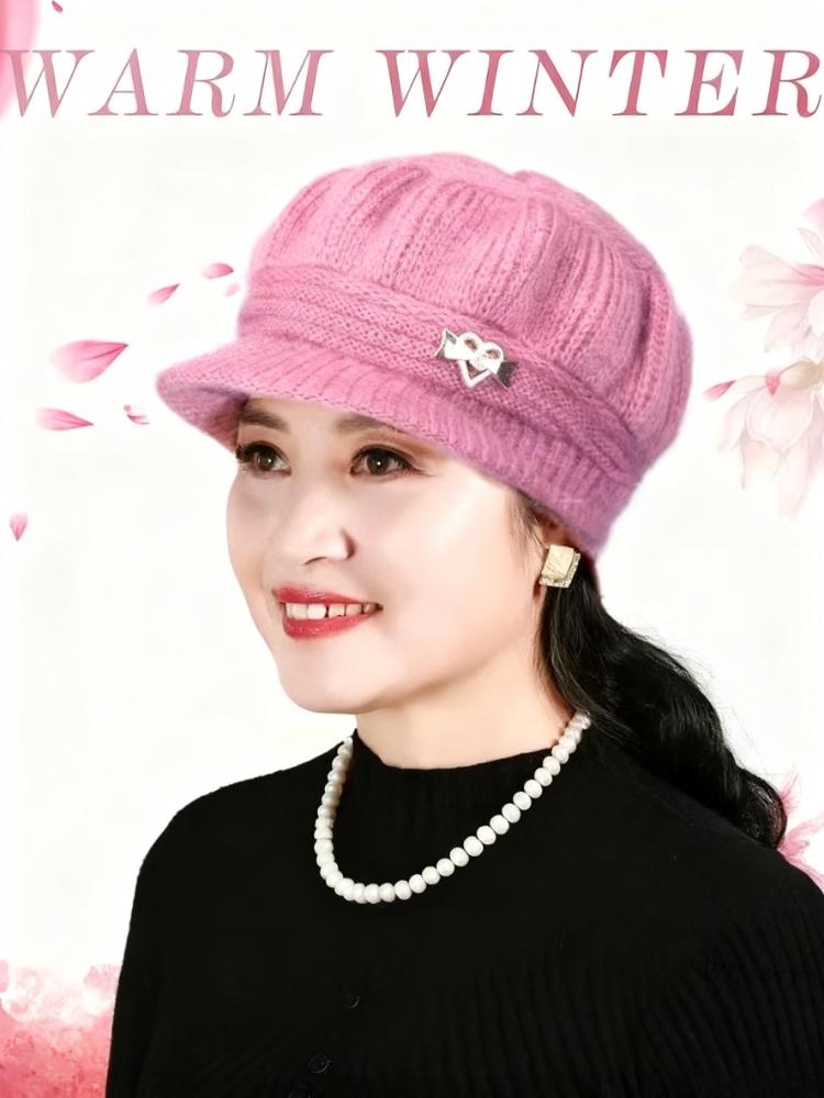 Knitted Hats for Middle-aged and Elderly People in Autumn and Winter, Warm and Cold Resistant, Available in Four Colors