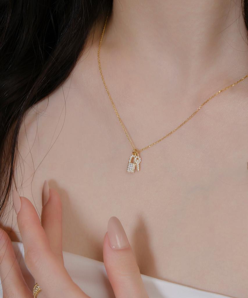 Reve Rock & Key Dq Pave Necklace