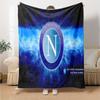 Coperta in Flanella Blu Elettrico con Logo Napoli, Poliestere Morbido, Design Moderno, Per Tutte le Stagioni per Campeggio, Viaggi, Regali per le Feste o Compleanni