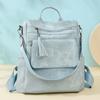 Women's Soft Leather Backpack Large Capacity Student Commuter Schoolbag Tassel Travel Backpack