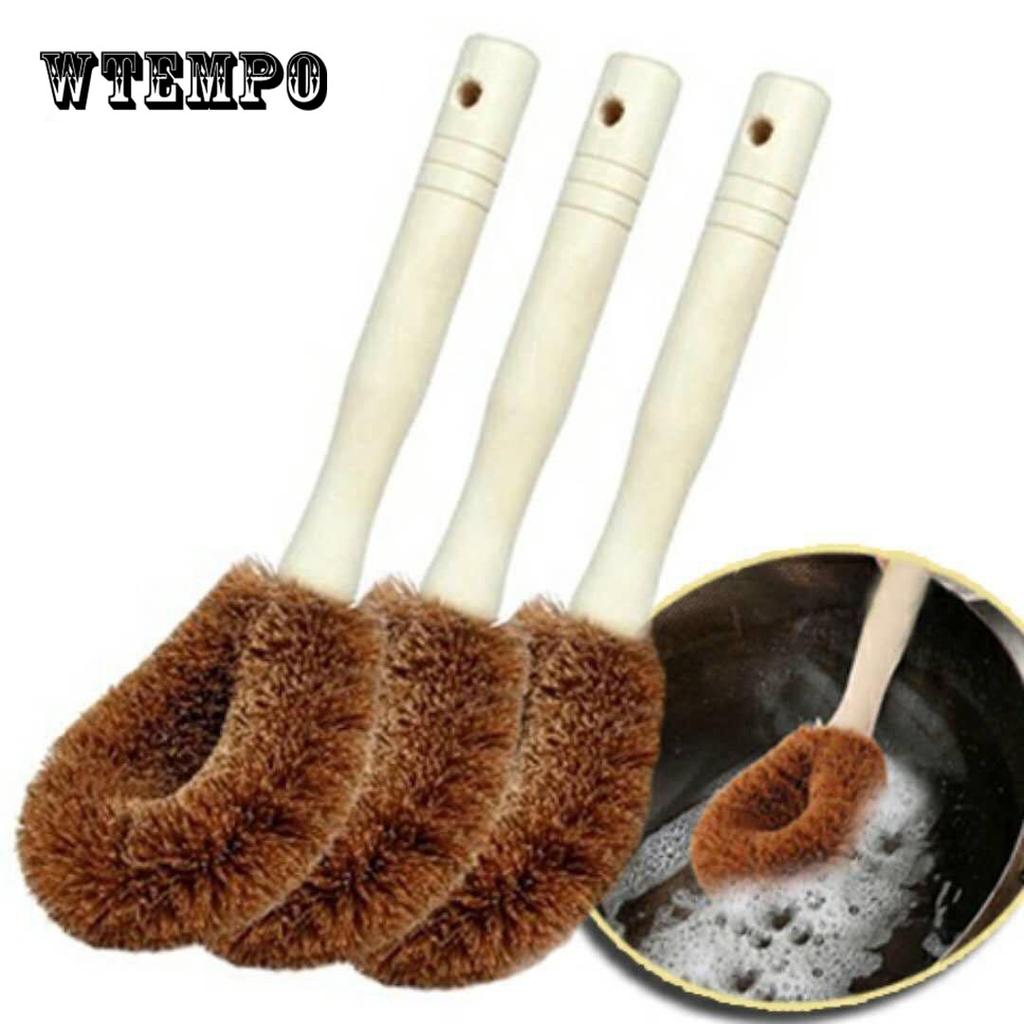 Brand Natural Coir Wash Pot Pan Dish Brush Kitchen Brush Long Handle Clean Scrub