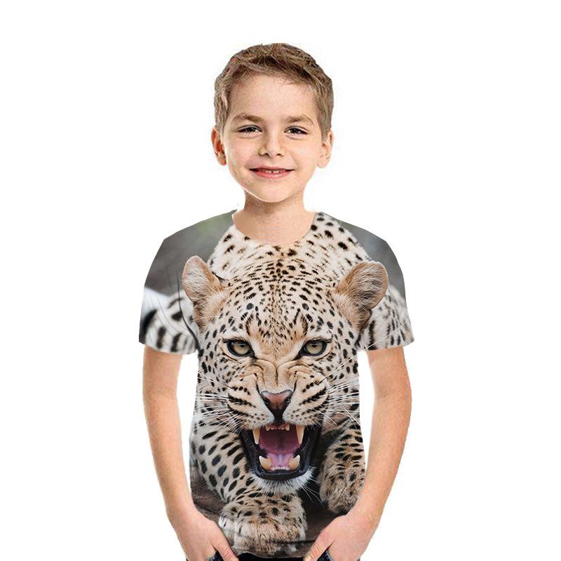 Children's T-shirt, Animal Lion 3D Printed Short Sleeved T-shirt, Fashionable Top, Round Neck Children's Clothing, Men's and Women's Clothing T-shirt