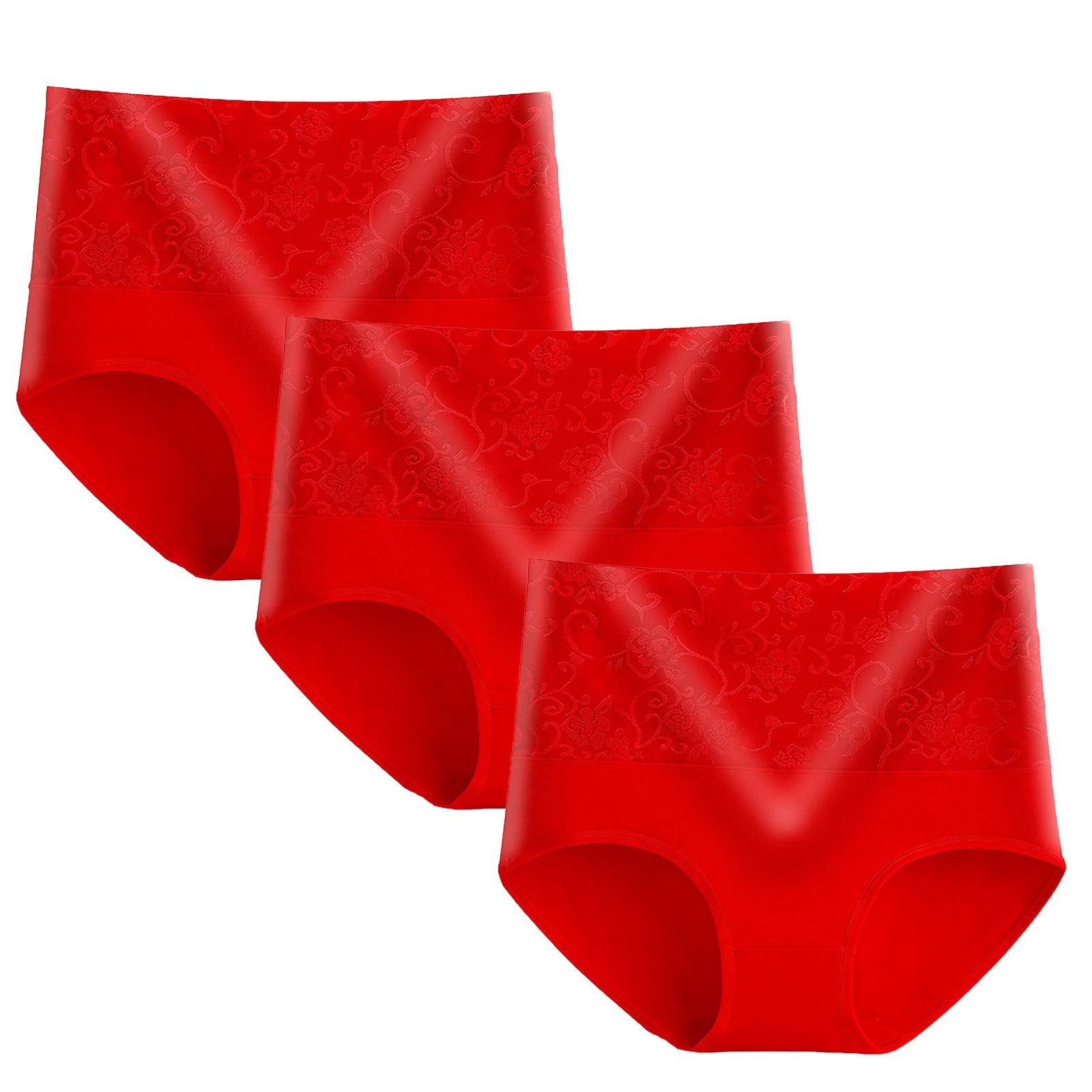 Набор из 3 женских жаккардовых трусиков с высокой посадкой - Сексуальные, послеродовый контроль живота, дизайн с эффектом лифтинга бедер. L