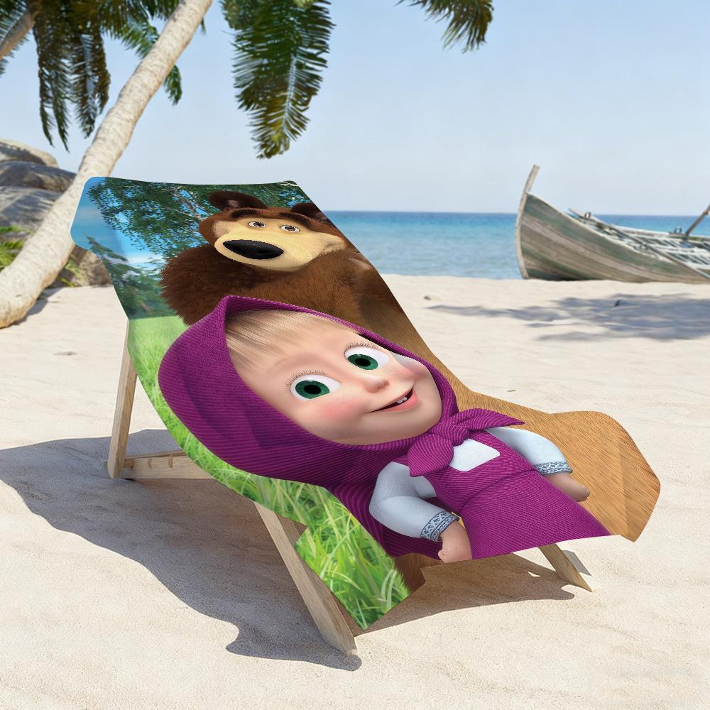 Cartoon M-Masha n the B-Bear-S Towel Sports Quick Dry Travel Camping Gear Sandproof Soft Light Large Beach Towel