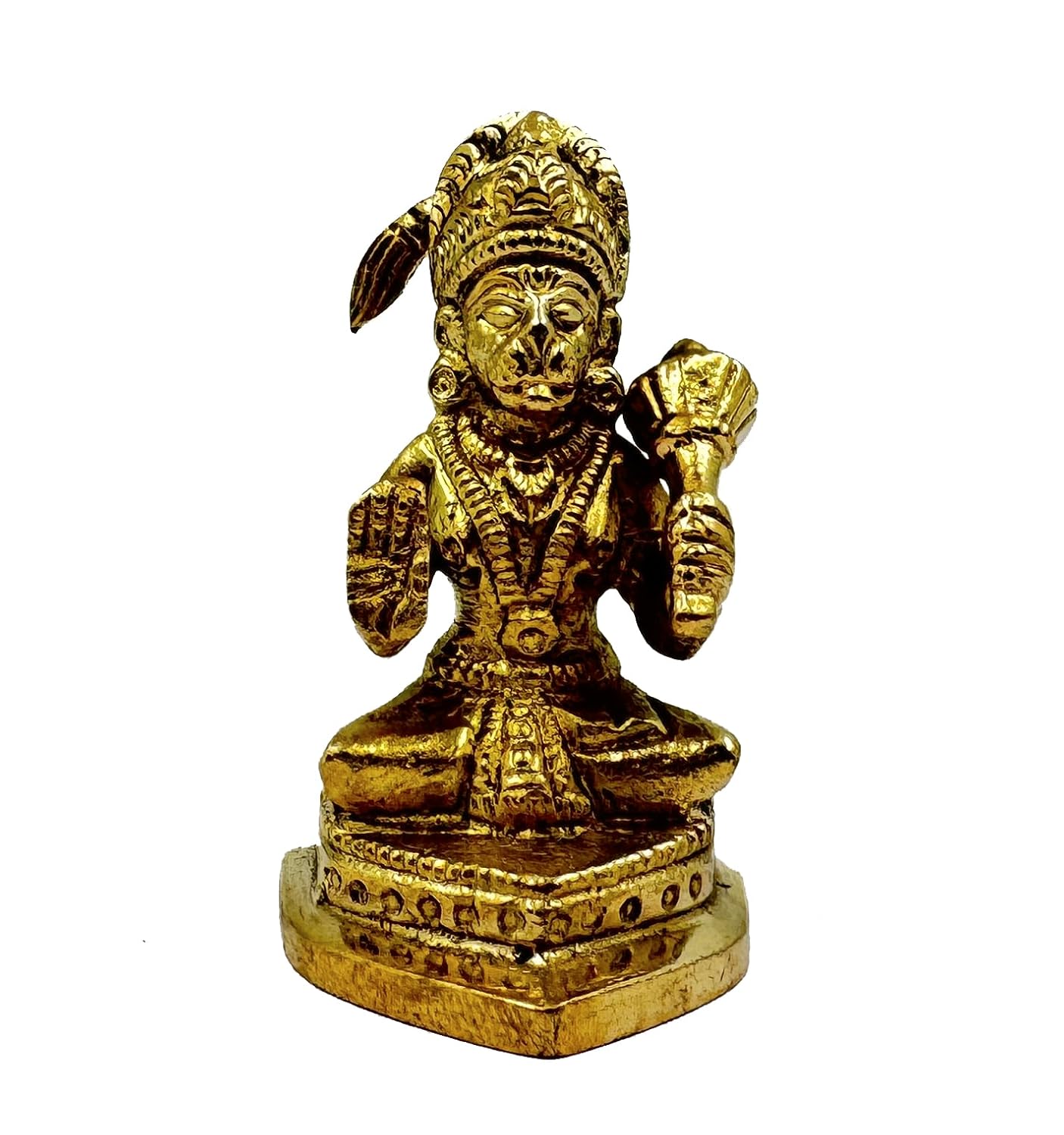 Pure Brass Lord Hanuman Idol, Bajrang Bali Murti Unique Design, Religious Idol