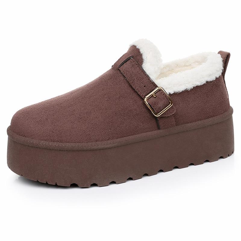 Women's fashionable and versatile warm padded lining snow boots comfortable soft elastic thick sole cushioning waterproof non-slip cotton shoes.