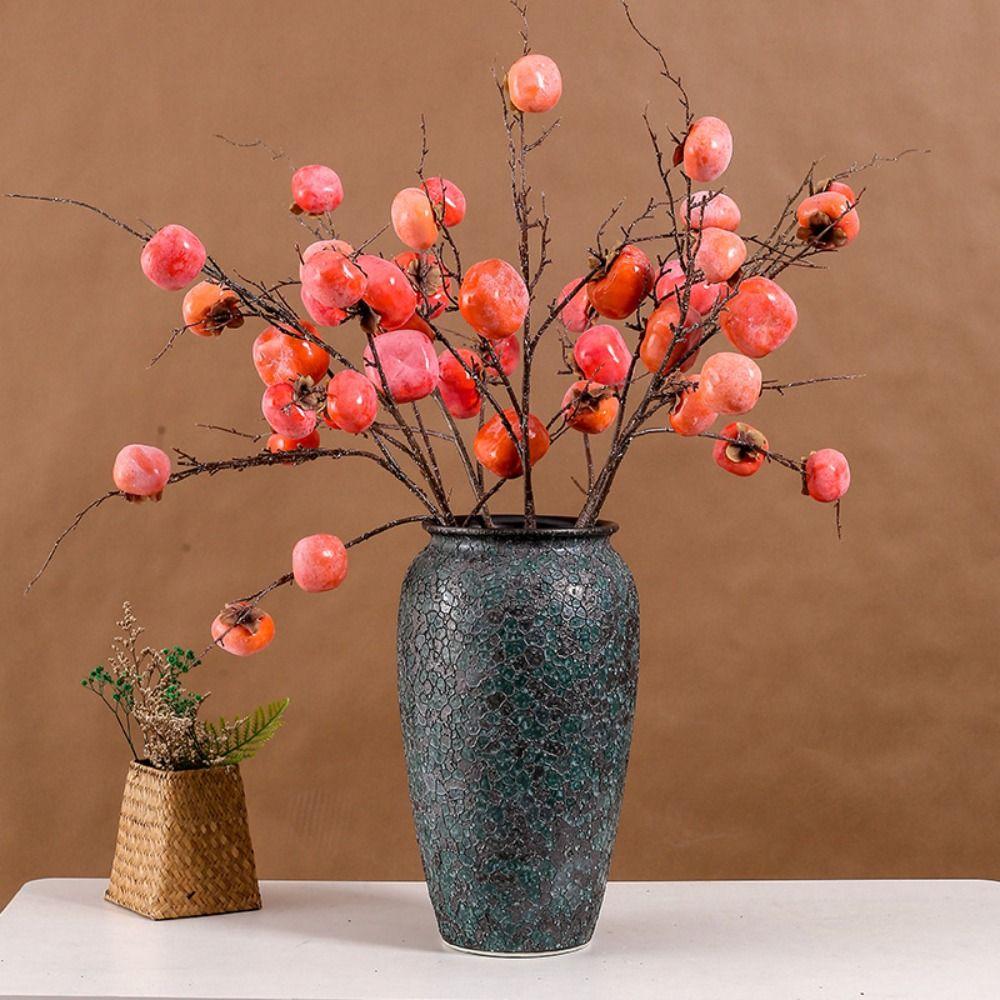 

Lifelike Artificial Persimmon Fruit Branch Plastic Artificial Plant Branch New Year Style 1