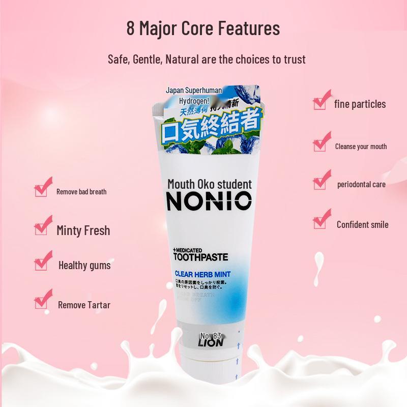 Lion NONIO Japan Toothpaste 130g - Fresh Breath in Cool Mint, Fruity Mint, or Citrus Mint.