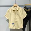Short Sleeve Tops Shirts  Fashion Turn-down Collar Simple Comfortable Versatile Selling Solid Button Pockets Men's Clothing