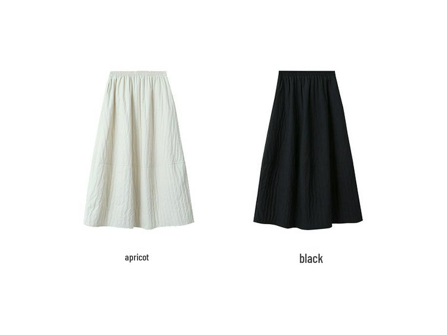 Ou Fan Women's Slimming Black Midi Skirt: Elastic Waist, Hip-Covering, Autumn/Winter Style #11017
