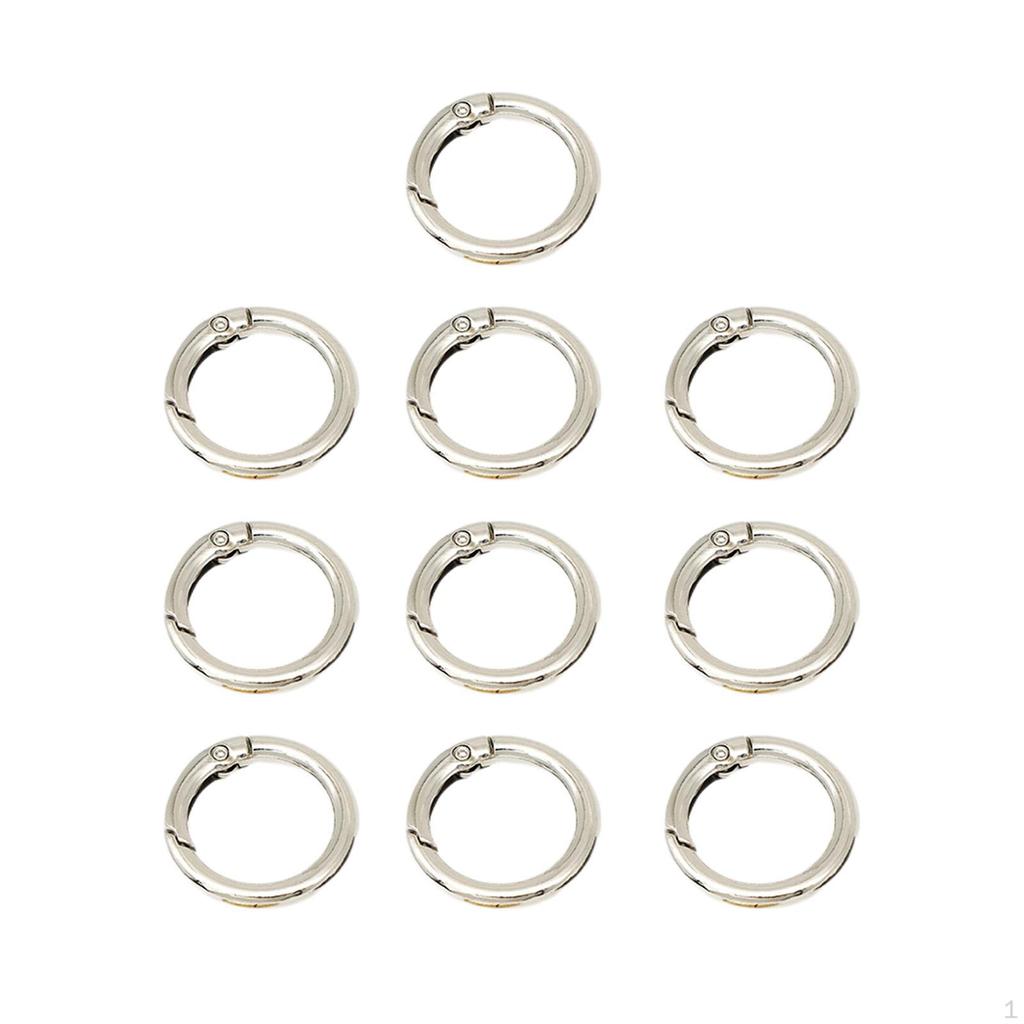 10pcs Round Carabiner Metal Spring Key Ring,Spring Snap Hooks Clip,Spring Keyring Buckle, for Purses