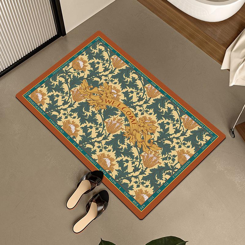 American Retro Semicircular Bathroom Floor Mat Water Absorption and Quick-drying Toilet Bathroom Door Foot Mat Diatom Mud Anti-slip Door Mat