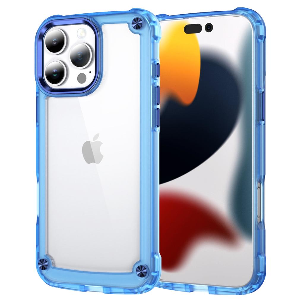 For iPhone 16 Pro Max Case Anti-Drop TPU Frame Clear PC Back Cover