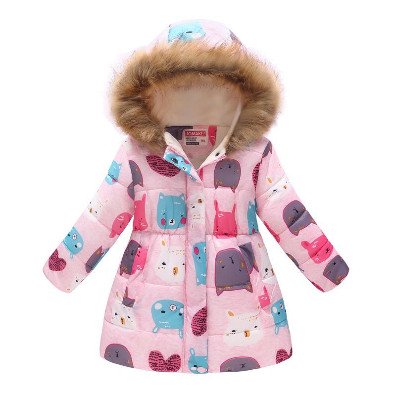 Winter Long Cotton Jacket for Coats Girl Clothes Children's Clothing Thicken Outerwear Parka Kids 3-10 Years Old Girls