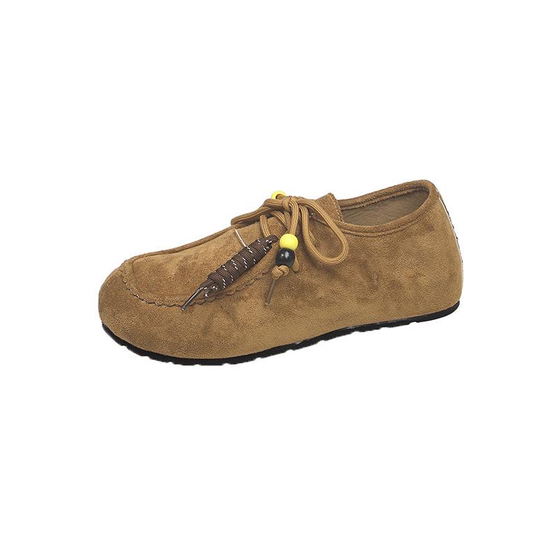 2025 Herbst neue Mode Quaste Schnürung Perlen flachsohlige Einzelne Schuhe Damenschuhe Boken Schuhe vielseitige lässige Einzelne Schuhe