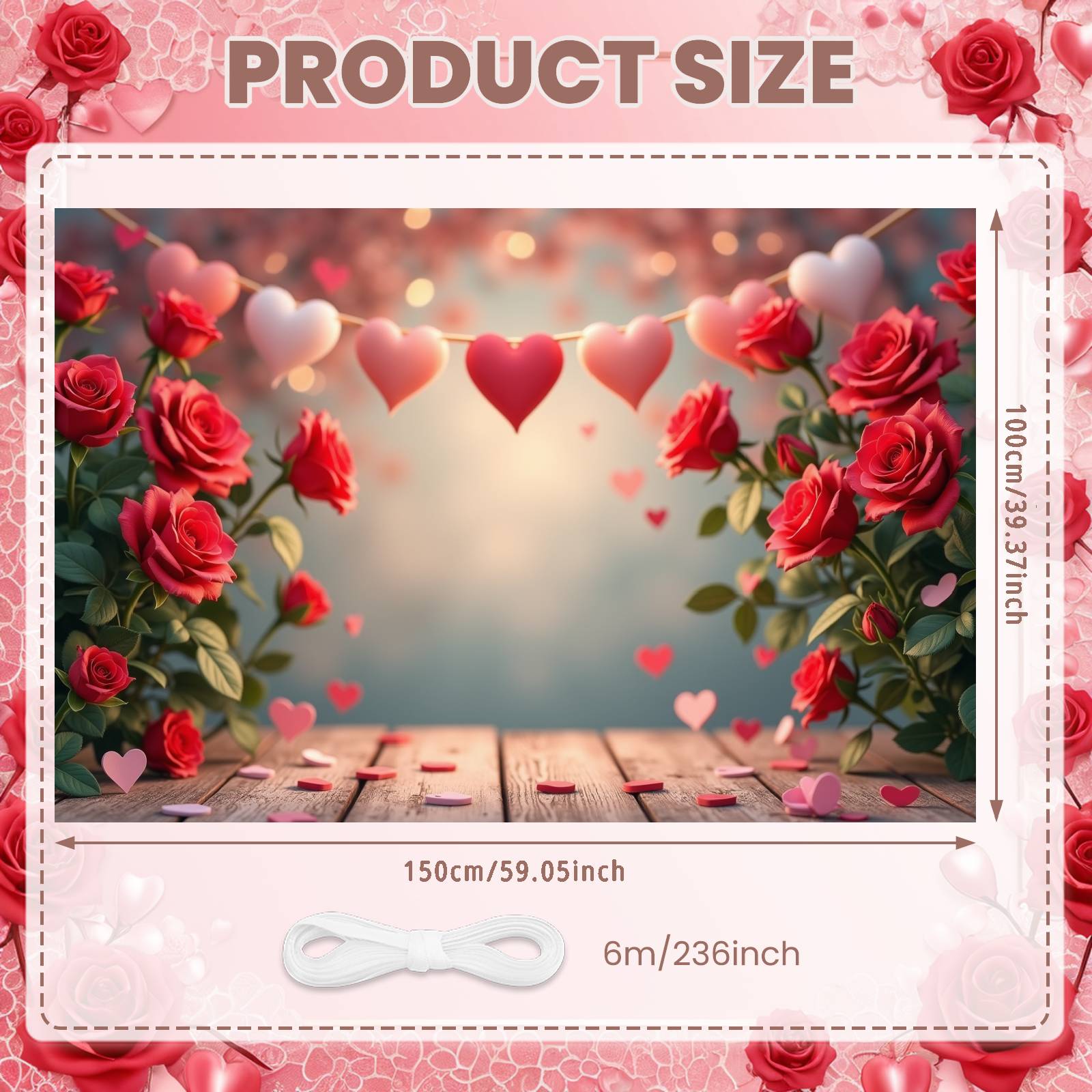 

Heart Backdrop Pink Heart Love Banner Sweet Banner Heart-shaped Garland Rose Background For Romantic Date Restaurant Ambiance