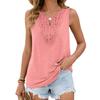 Spring and Summer New Style Solid Color V-Neck Lace Loose Sleeveless Blouse T-Shirt