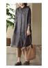 2026 Spring Women's Retro Cotton Linen Dark Pattern Mid-Length Cardigan Shirt