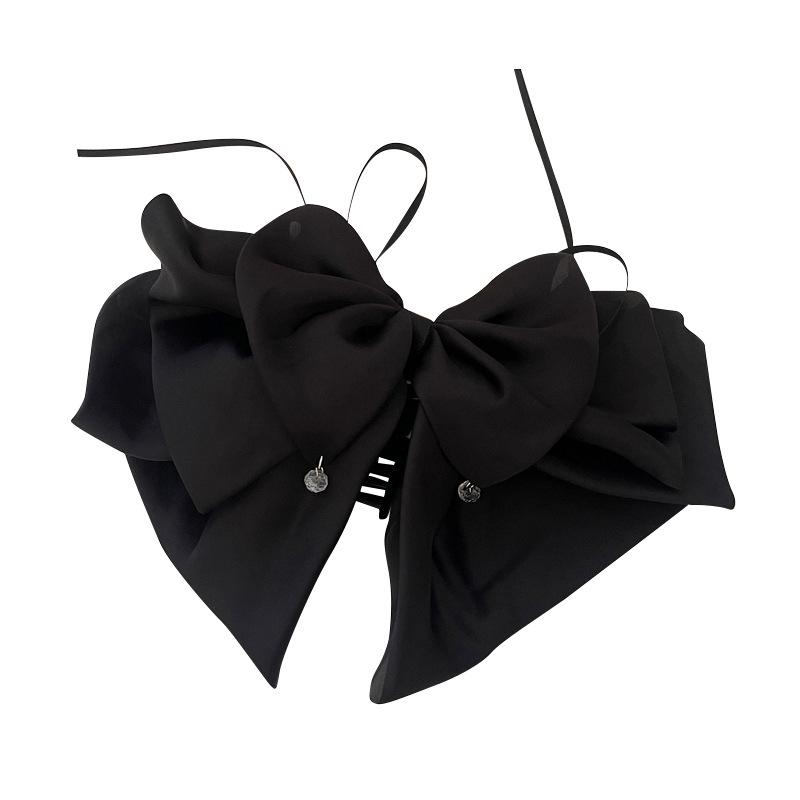 Korean High-End Satin Polka Dot Hair Bow Claw Clip - Fashionable Niche Accessory for Women