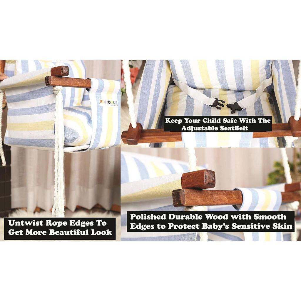 Baby Garden Swing with 2 Pillows (6 Months To 4 Years) (Up To 20 Kg)-Yellow-908, 12 Inch