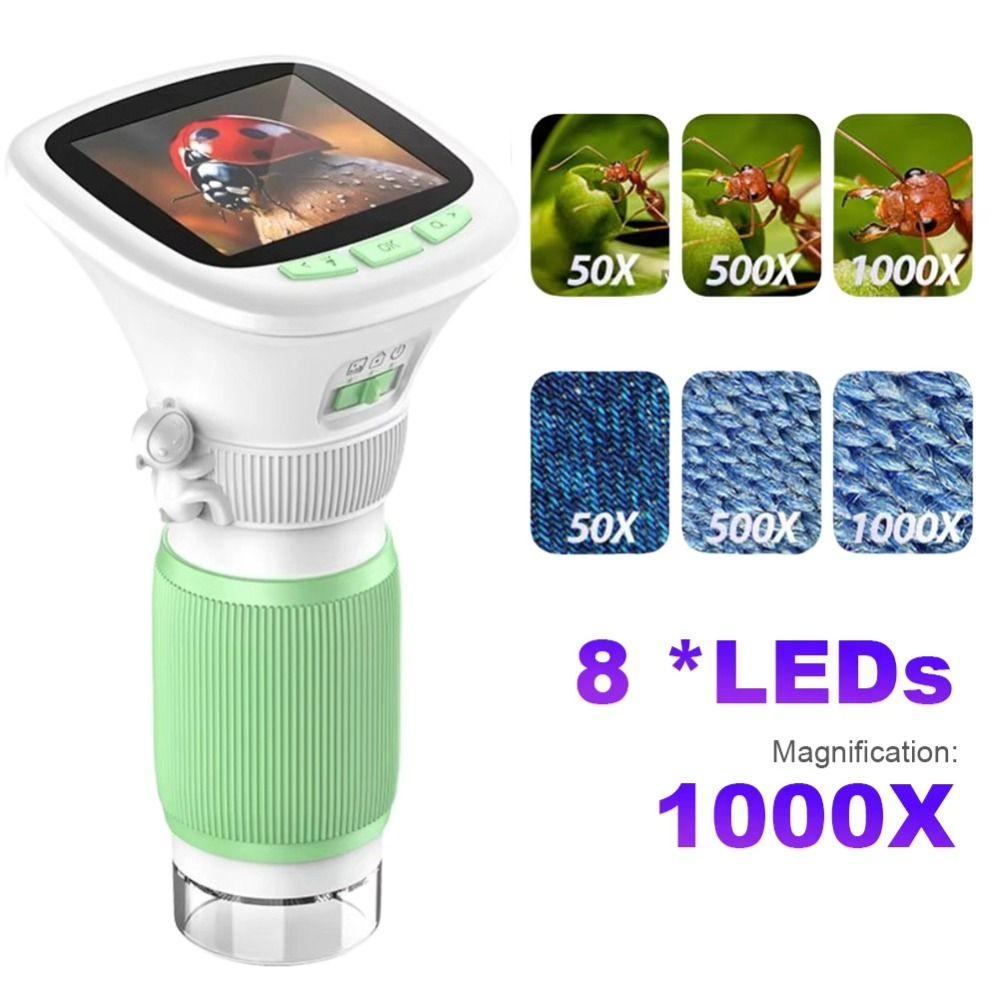 2.4 Inch IPS HD Screen Handheld Digital Microscope 200X 1000X Magnification Rotating Focus Science Microscope