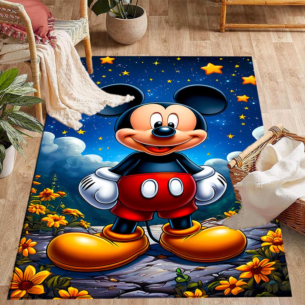 Mickey Mouse Adventure Disney Cartoon Theme Anti-Slip Rug - Polyester, Home Decor, Suitable for Bedrooms, Living Rooms, Doorways, and Studios