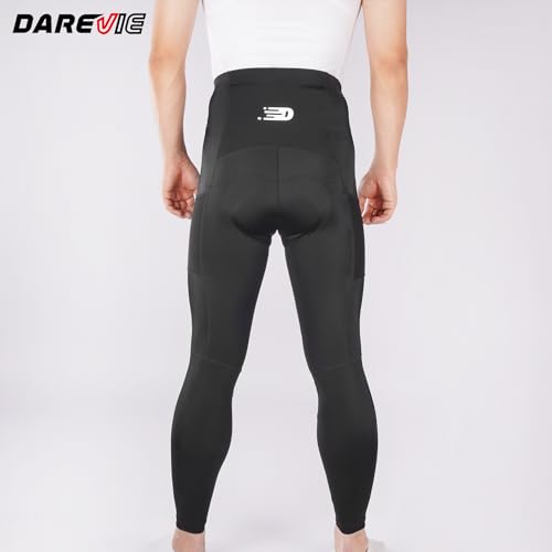 Darevie Men's Cycling Pants, Long, with Pockets, Spring/Summer, Padded Cycling Tights for Road Bikes, Shock Absorption, Pain Relief, DVP095