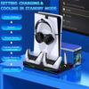 PS5 Slim Stand with RGB Vertical Stand for PS5 Slim Charging Stand for Slim Charging Two Controllers Compatible with PS5 Discs and Digital Cooling