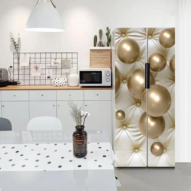 

Капли воды, геометрический узор, самоклеящаяся наклейка на холодильник, морозная наклейка, детская художественная крышка двери холодильника, обои для подростков, 3D 60x180cm(1pcs)