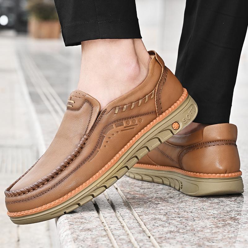Men's Leather Shoes Handmade Moccasins Loafers Slip on Flats Walking Shoes