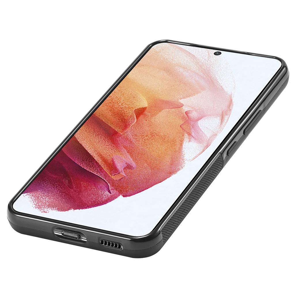 LC.IMEEKE For Samsung Galaxy S21 4G/5G Carbon Fiber Texture Case PU Leather Coated TPU+EVA Fall Resistant Phone Cover