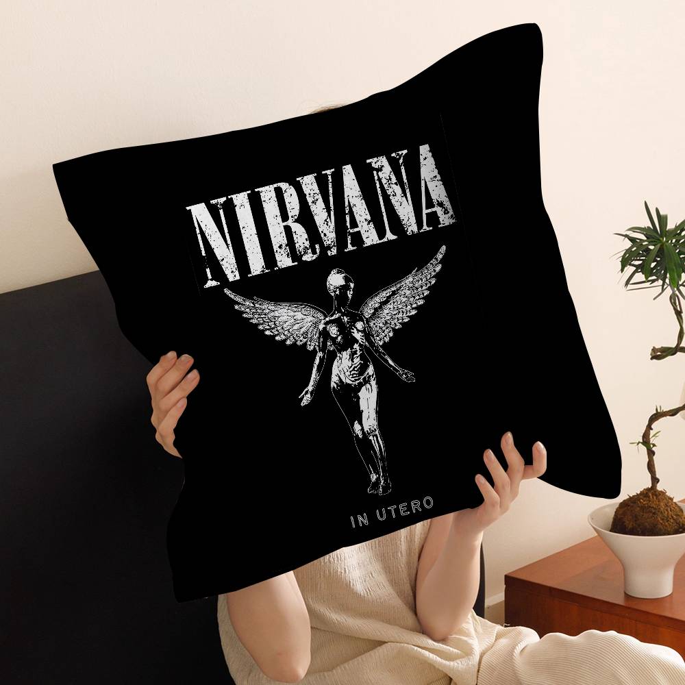 Nirvana Magazine de Groupe Anime Classique Housse de Coussin Oreiller Décoratif Canapé Décoration Maison housse housses d'oreiller 35x35cm